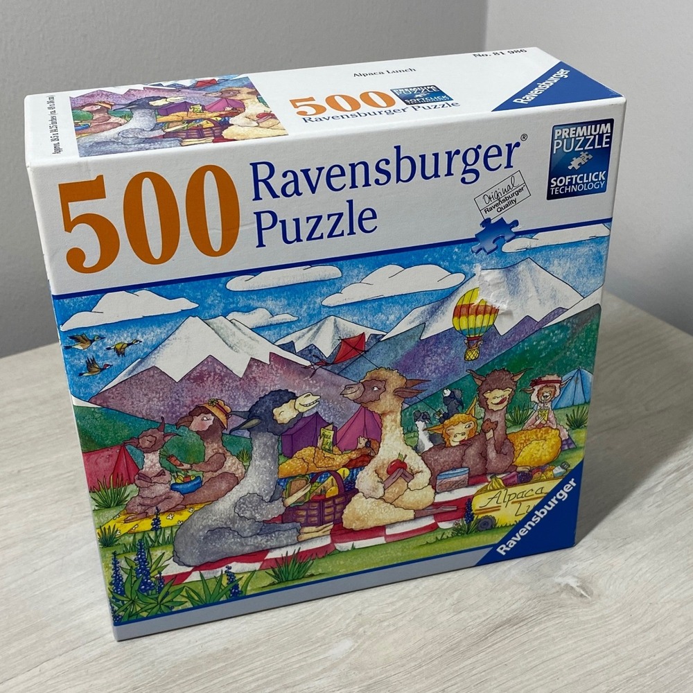 Ravensburger Alpaca Lunch 500 Piece Jigsaw Puzzle Colorful Animal Picnic Art